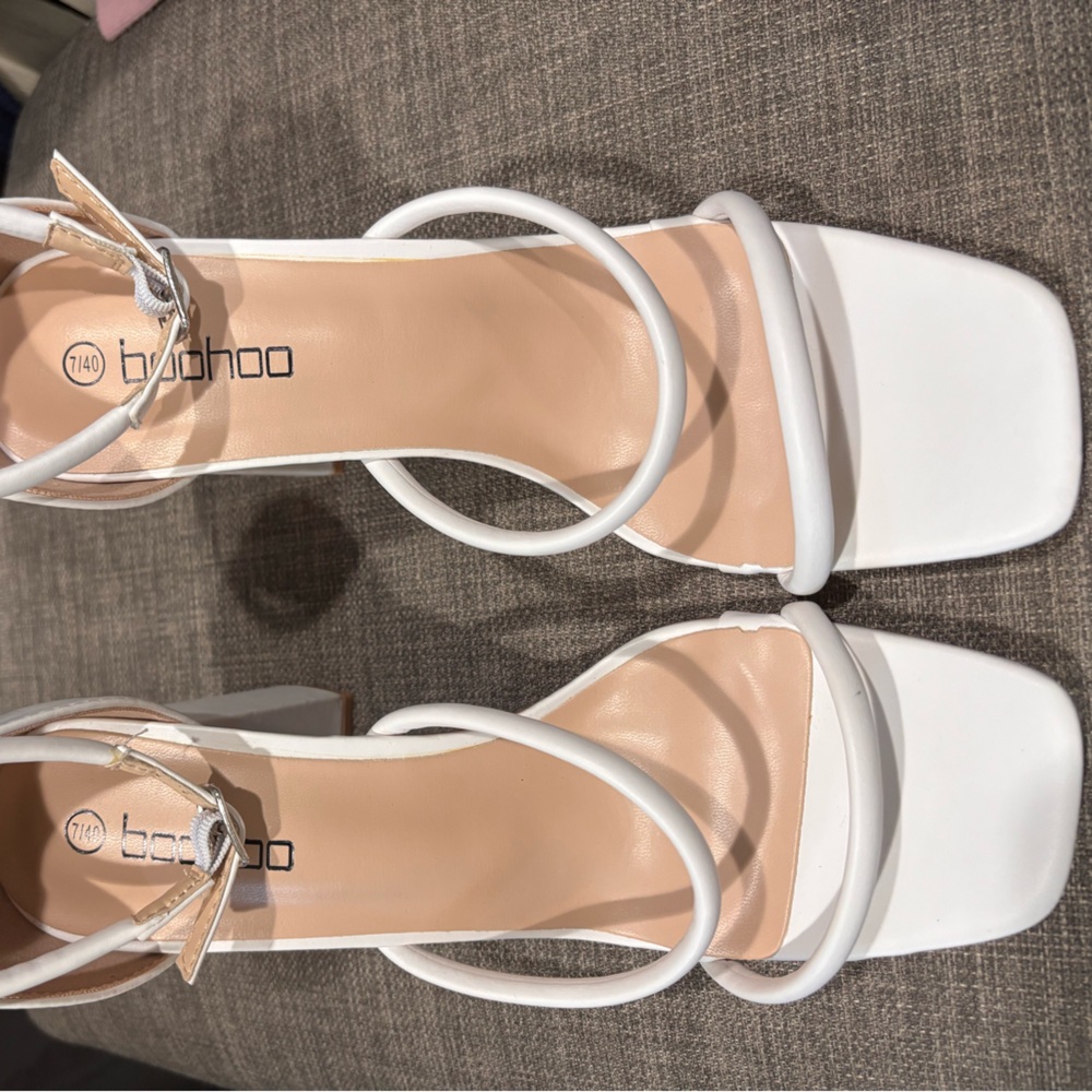 Boohoo White Strappy Heels